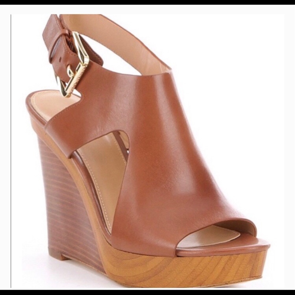 Michael Kors Josephine Wood Wedge tan sandal